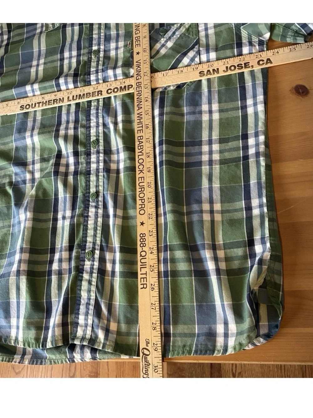 Levi's Mens Plaid Shirt XL Casual Short Sleeve Button Up Green Navy Blue White